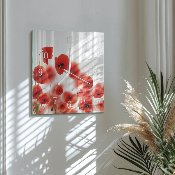 Skleněné hodiny Vlčí máky zskb-30x30-00082318