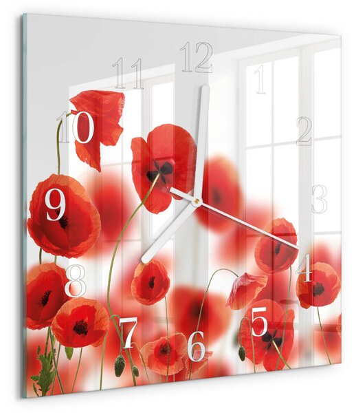Skleněné hodiny Vlčí máky zskb-30x30-00082318