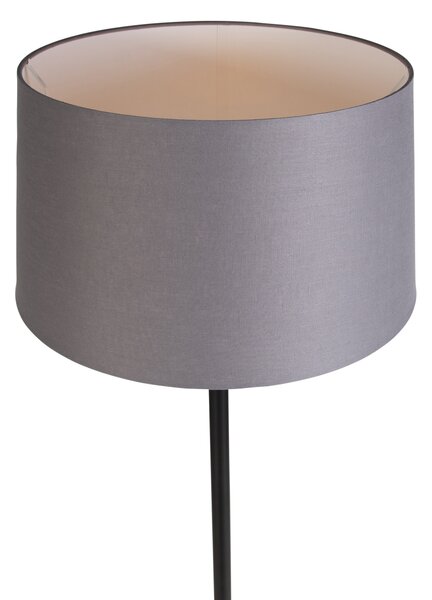 Stojací lampa černá s lněným stínítkem tmavě šedá 45 cm - Simplo