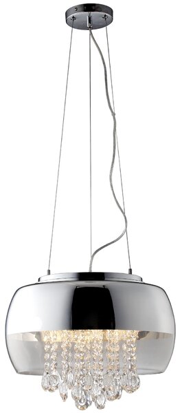 Závěsné svítidlo Luna, 1x krystalky/chromové/transparentní skleněné stínítko, ch, o