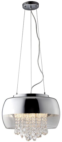 Závěsné svítidlo Luna, 1x krystalky/chromové/transparentní skleněné stínítko, ch, o