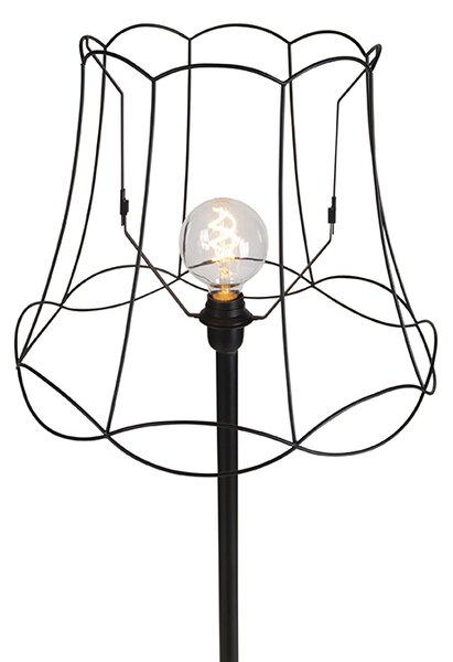 Stojací lampa černá s stínítkem Granny Frame černým 45 cm - Simplo