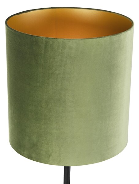 Stojací lampa botanická černá se zeleným stínítkem 40 cm - Simplo
