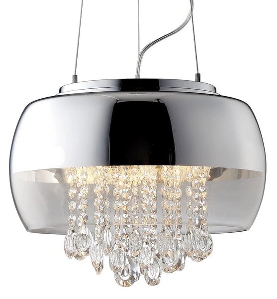 Závěsné svítidlo Luna, 1x krystalky/chromové/transparentní skleněné stínítko, ch, o