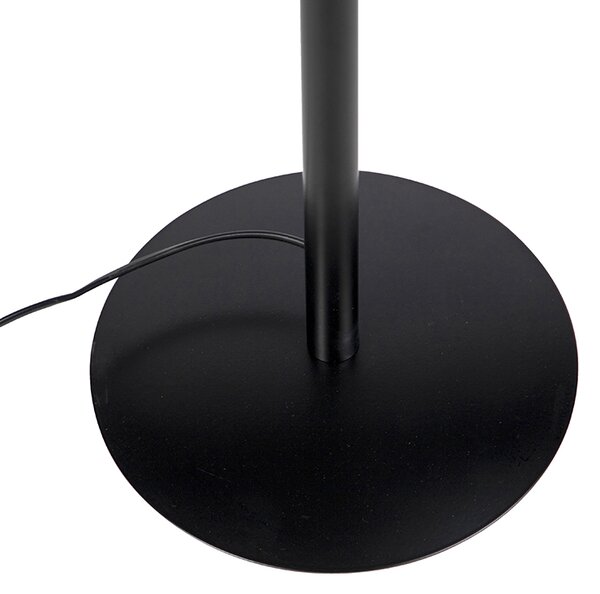 Stojací lampa černá s sametovým stínítkem s motivem páva zlatá 40 cm - Simplo