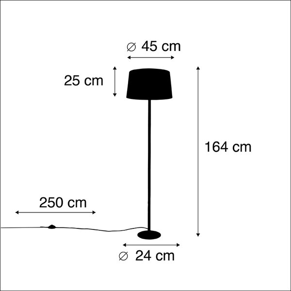 Stojací lampa černá s lněným stínítkem taupe 45 cm - Simplo