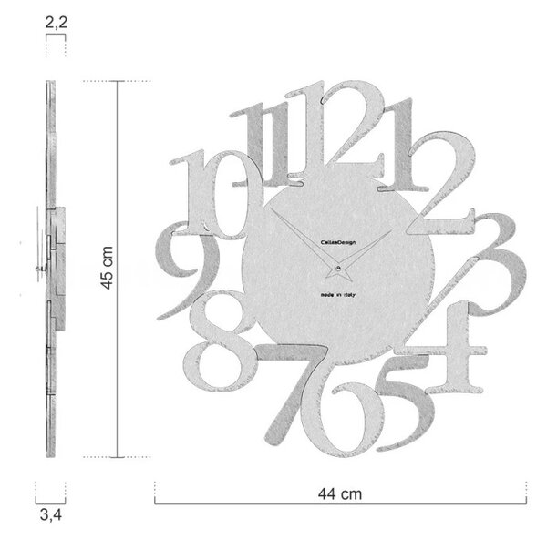 Designové hodiny 10-020n CalleaDesign Russel 45cm (více dekorů dýhy) Dýha tmavý dub - 83