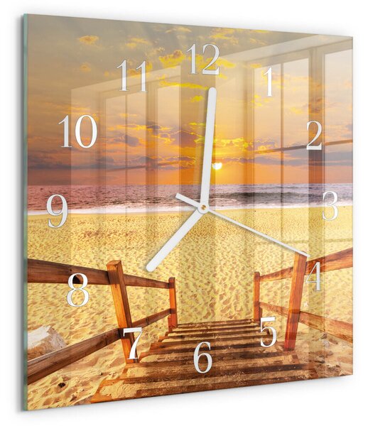 Skleněné hodiny Plážový most zskb-30x30-00086653
