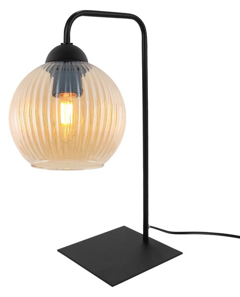 Stolní lampa Riffle Round, 1x medové skleněné stínítko