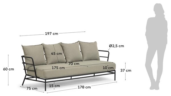 Kave Home Zahradní pohovka Mareluz 197 cm