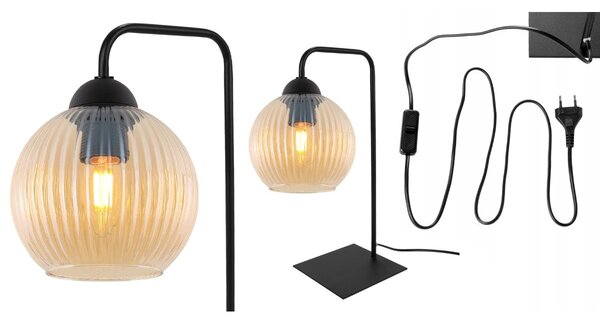 Stolní lampa Riffle Round, 1x medové skleněné stínítko