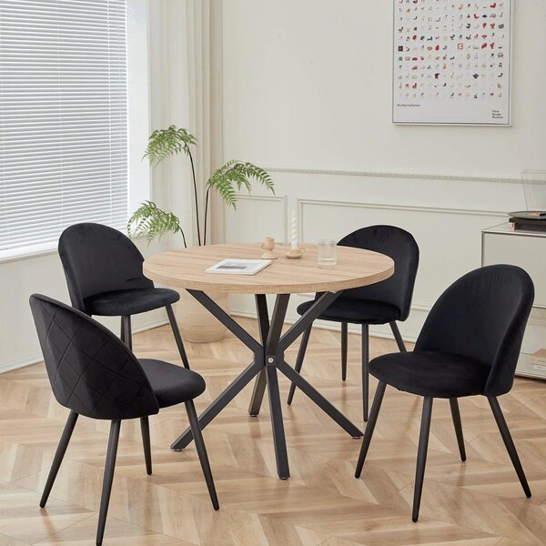 Jídelní židle - Židle s plyšovým potahem - Židle - Kovový rám - Sada 6 kusů - Ergonomické pohodlí
