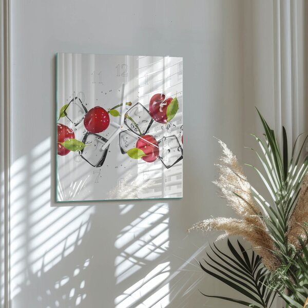 Skleněné hodiny Třešňová zmrzlina zskb-30x30-00084161