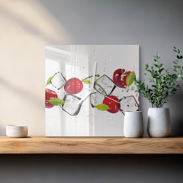 Skleněné hodiny Třešňová zmrzlina zskb-30x30-00084161