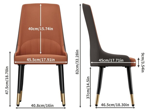 Jídelní židle – Sada 2 ergonomických kuchyňských židlí s vysokým opěradlem
