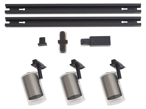 Moderní kolejnicový systém černý se 3 bodovými světly Gunmetal 1-fázový - Iconic Lloyd