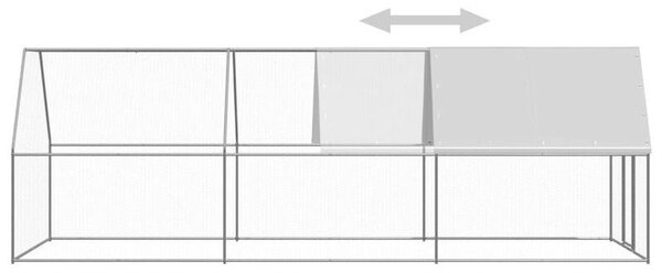 Kippenhok – Venkovní výběh pro slepice – Přístřešek pro zvířata – Venkovní výběh – Zinkový materiál – Rozměry 2 x 6 x 2 metry – S zámkem