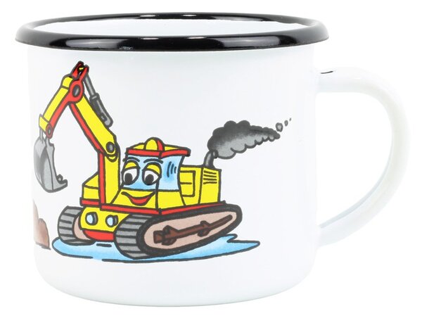 BELIS Smaltovaný hrnek ø 8 cm - 0.35 l bílý "bagr" - 11008-039DHA04