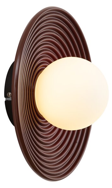 Retro stropní svítidlo tmavě červené s opálovým sklem - Lila