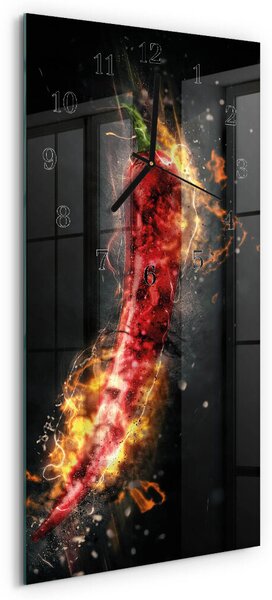 Skleněné hodiny vertikální Pálivá paprika zsppc-30x60-00185066