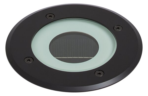 Moderní zemní bodové svítidlo černé vč. LED dobíjecí se solárním panelem IP65 - Solyx