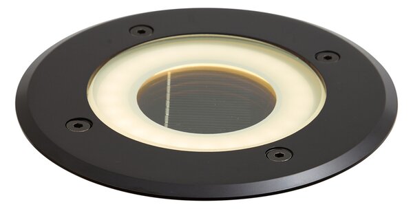 Moderní zemní bodové svítidlo černé vč. LED dobíjecí se solárním panelem IP65 - Solyx