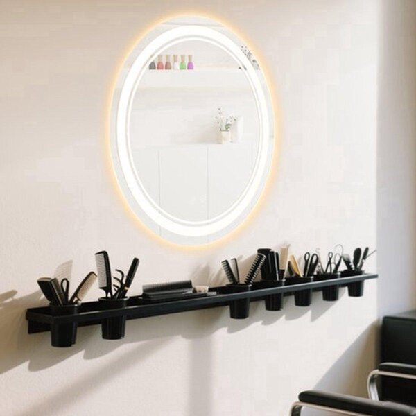 Kosmetické zrcadlo - Kulaté LED zrcadlo - 50 cm - Montáž na zeď - Stmívatelné osvětlení - Stříbrná barva