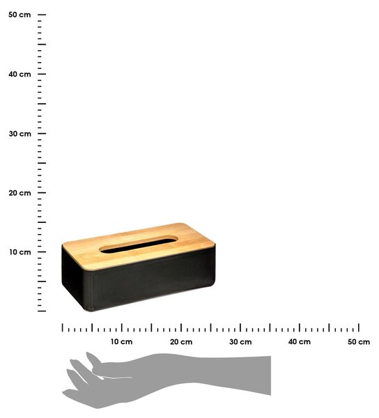 Box na kapesníky Natureo Black, 26x9x13 cm, černá/s dřevěnými prvky