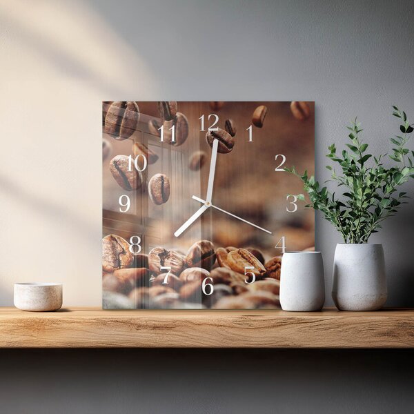 Skleněné hodiny Kávová zrna zskb-30x30-00083892