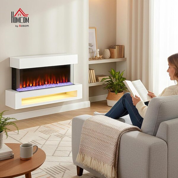 Elektrické krbové topidlo – Krb s otevřeným ohněm – Nástěnný krb – Topení pro vytvoření atmosféry – Dekorativní krb – Výkon 2000 W
