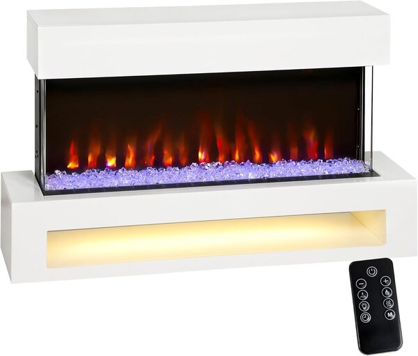 Elektrické krbové topidlo – Krb s otevřeným ohněm – Nástěnný krb – Topení pro vytvoření atmosféry – Dekorativní krb – Výkon 2000 W