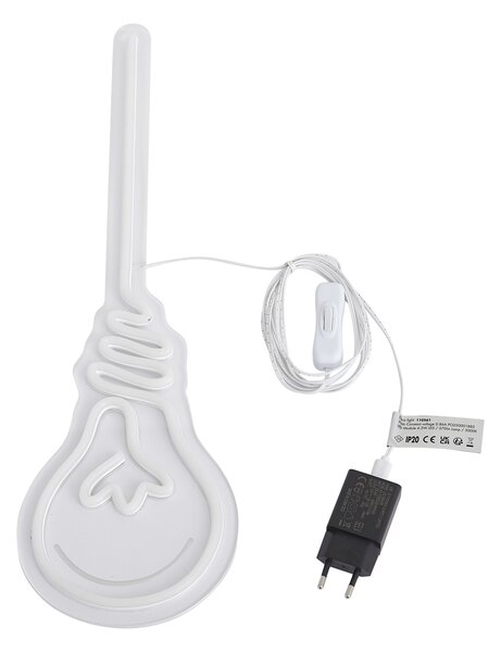 Neonová nástěnná lampa teplá bílá vč. LED - Žárovka