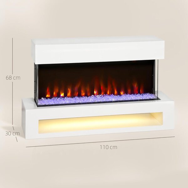 Elektrické krbové topidlo – Krb s otevřeným ohněm – Nástěnný krb – Topení pro vytvoření atmosféry – Dekorativní krb – Výkon 2000 W