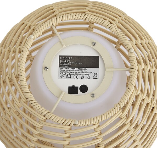 Venkovní stolní lampa Taupe 25 cm vč. LED dobíjecí s USB-C IP44 - Oli
