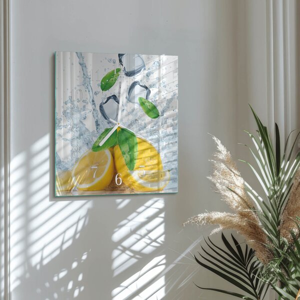Skleněné hodiny Citronová zskb-30x30-00090705