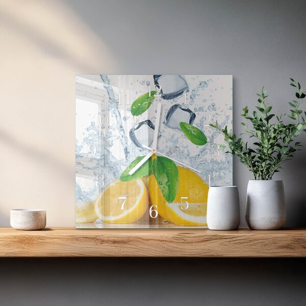 Skleněné hodiny Citronová zskb-30x30-00090705