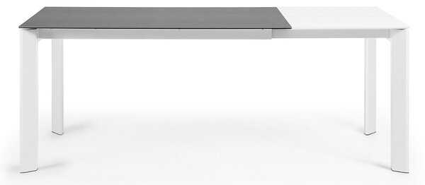 Kave Home Antracitově šedý keramický rozkládací jídelní stůl Axis 140/200 x 90 cm, bílá podnož