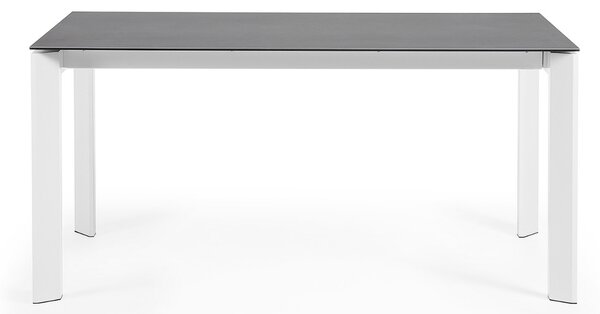 Kave Home Antracitově šedý keramický rozkládací jídelní stůl Axis 160/220 x 90 cm, bílá podnož