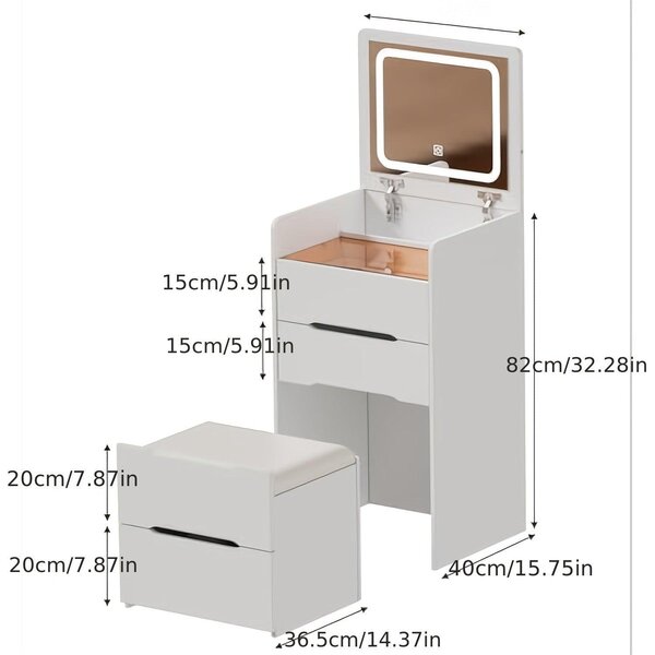 Kosmetický stolek – toaletní stolek – stolek s úložným prostorem – stolek pro líčení – komoda na líčení – kompaktní design 3 v 1