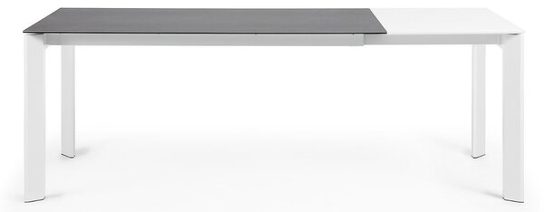 Kave Home Antracitově šedý keramický rozkládací jídelní stůl Axis 160/220 x 90 cm, bílá podnož