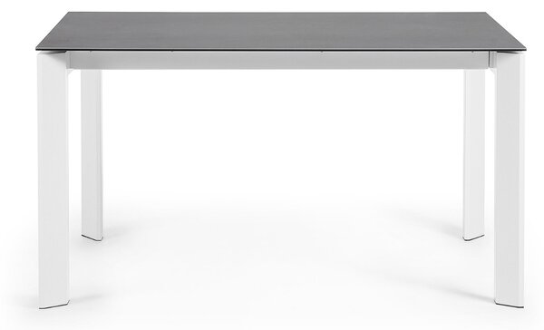 Kave Home Antracitově šedý keramický rozkládací jídelní stůl Axis 140/200 x 90 cm, bílá podnož