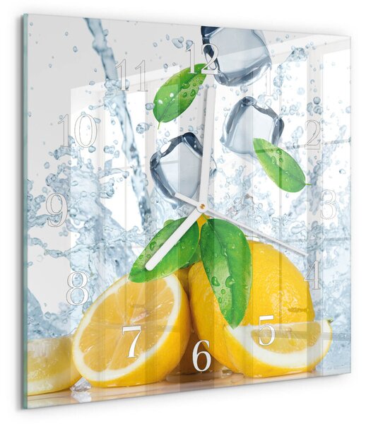 Skleněné hodiny Citronová zskb-30x30-00090705