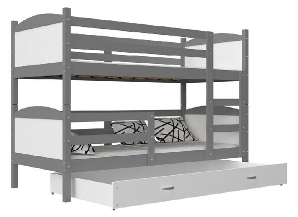 Dětská patrová postel MATEUSZ 2 COLOR, 190x80, šedý/bílý