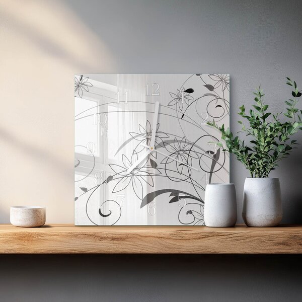 Skleněné hodiny Květinové umění zskb-30x30-00079979