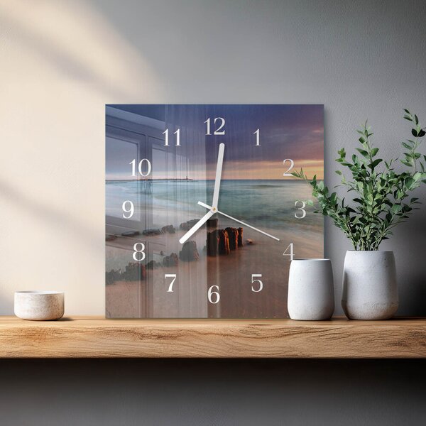 Skleněné hodiny Pláž Moře zskb-30x30-00080626