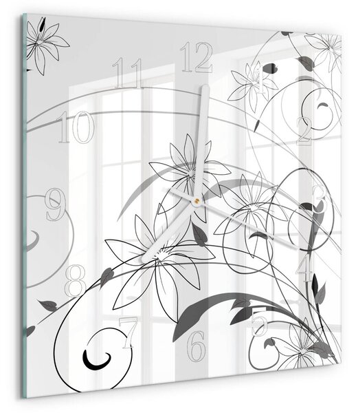 Skleněné hodiny Květinové umění zskb-30x30-00079979