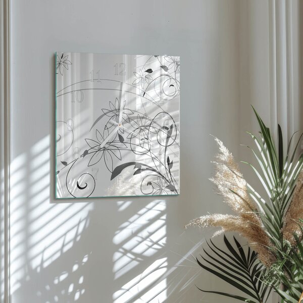 Skleněné hodiny Květinové umění zskb-30x30-00079979