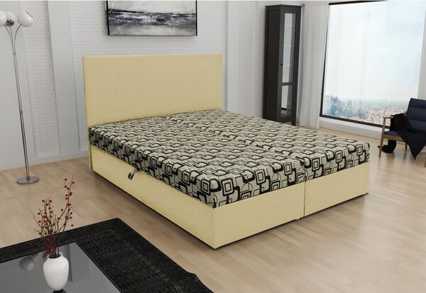 Manželská postel THOMAS včetně matrace, 160x200, Dolaro 100 krémový/Siena 555