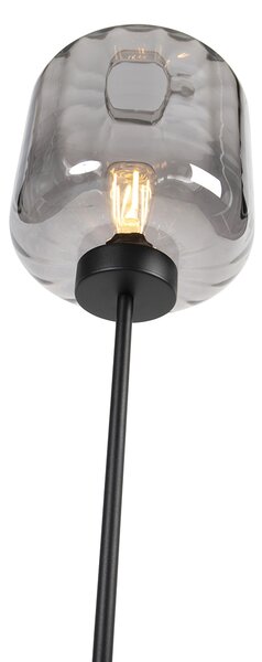 Chytrá stojací lampa černá s kouřovým sklem vč. Wifi ST64 - Qara