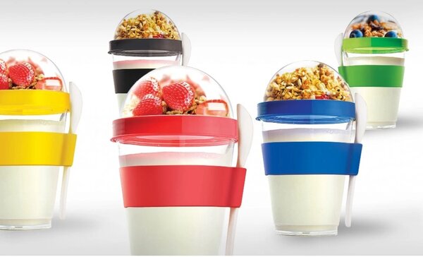 ASOBU multifunkční svačinový kelímek YO2GO červený 360ml